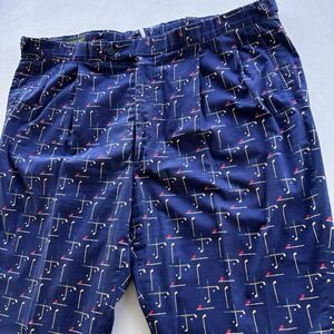 Linksport by Austad's Golf Pants Size 42 Navy Retro Golf Clubs Flags USA Made